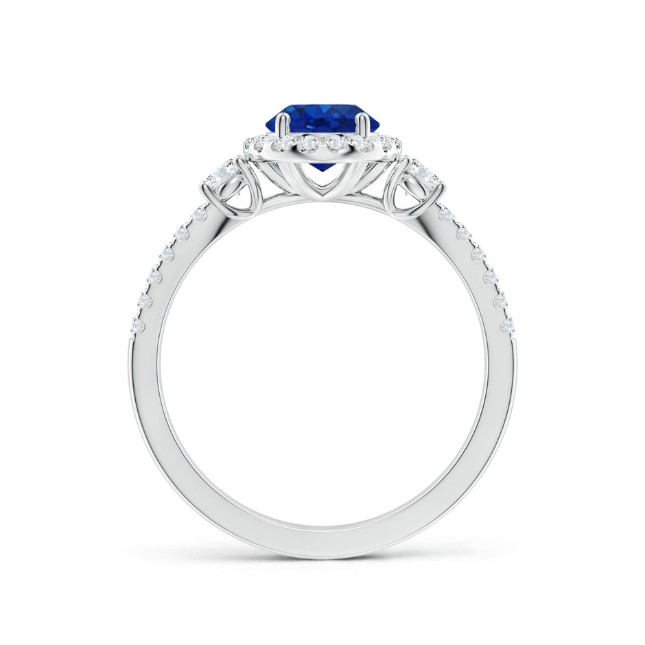 8x6mm AAA Oval Blue Sapphire Halo Double Shank Engagement Ring in P950 Platinum side 199
