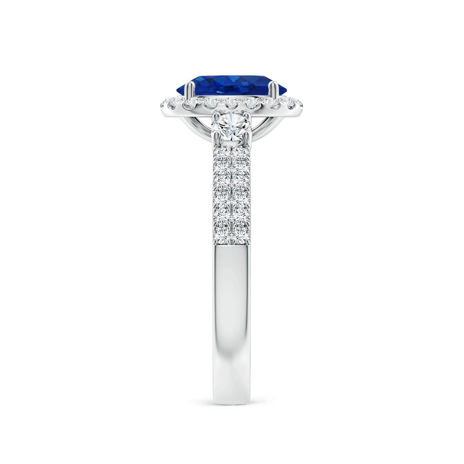 8x6mm AAA Oval Blue Sapphire Halo Double Shank Engagement Ring in P950 Platinum side 299