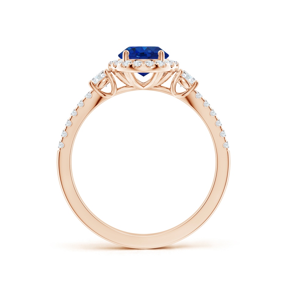 8x6mm AAA Oval Blue Sapphire Halo Double Shank Engagement Ring in Rose Gold side 199