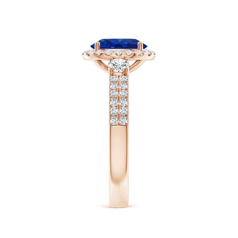 8x6mm AAA Oval Blue Sapphire Halo Double Shank Engagement Ring in Rose Gold side 299