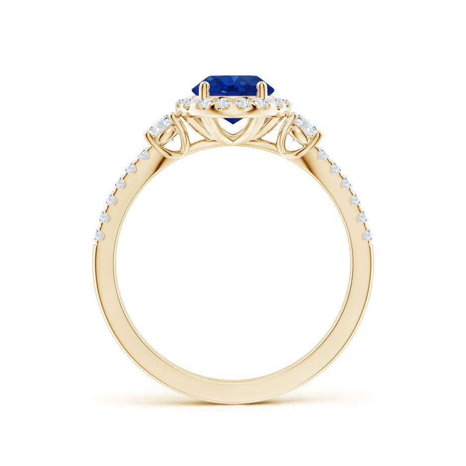 8x6mm AAA Oval Blue Sapphire Halo Double Shank Engagement Ring in Yellow Gold side 199