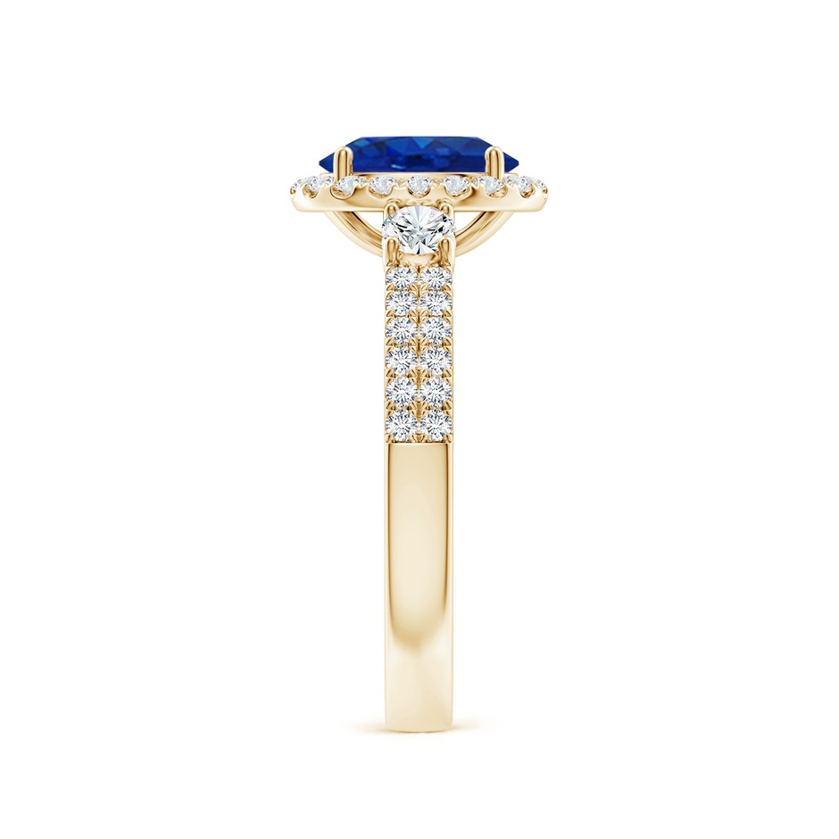 8x6mm AAA Oval Blue Sapphire Halo Double Shank Engagement Ring in Yellow Gold side 299