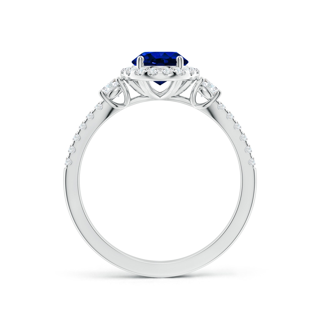 8x6mm Lab-Grown Oval Blue Sapphire Halo Double Shank Engagement Ring in White Gold - side 199