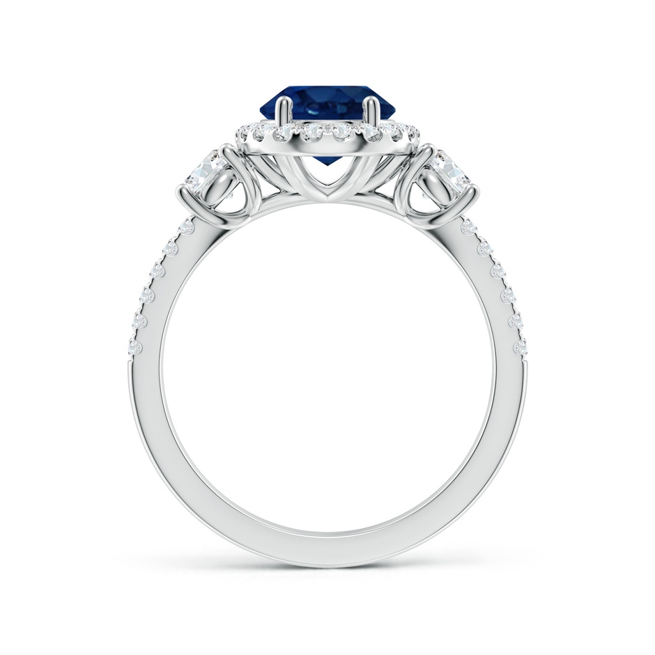 9x7mm AA Oval Blue Sapphire Halo Double Shank Engagement Ring in White Gold side 199