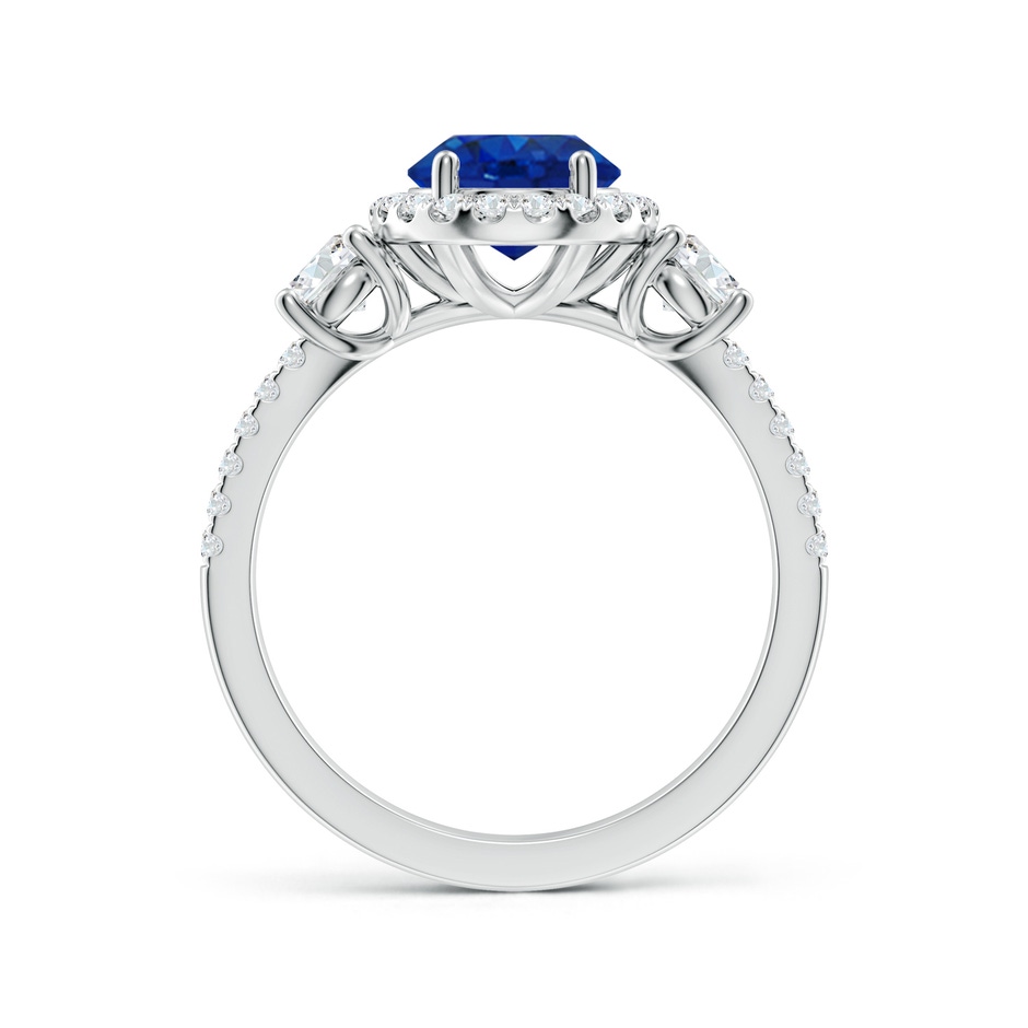 9x7mm AAA Oval Blue Sapphire Halo Double Shank Engagement Ring in P950 Platinum side 199