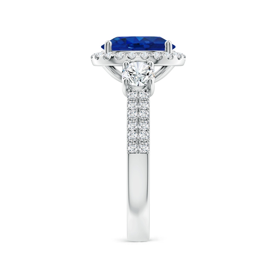 9x7mm AAA Oval Blue Sapphire Halo Double Shank Engagement Ring in P950 Platinum side 299