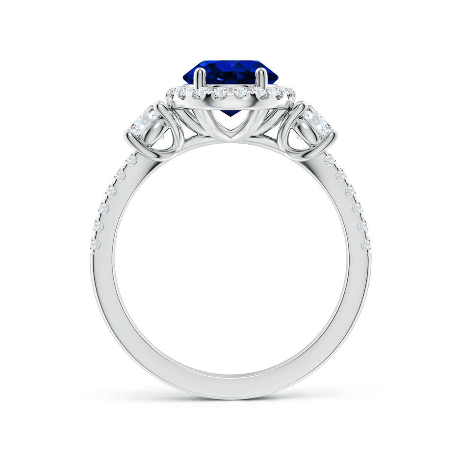 9x7mm AAAA Oval Blue Sapphire Halo Double Shank Engagement Ring in P950 Platinum side 199