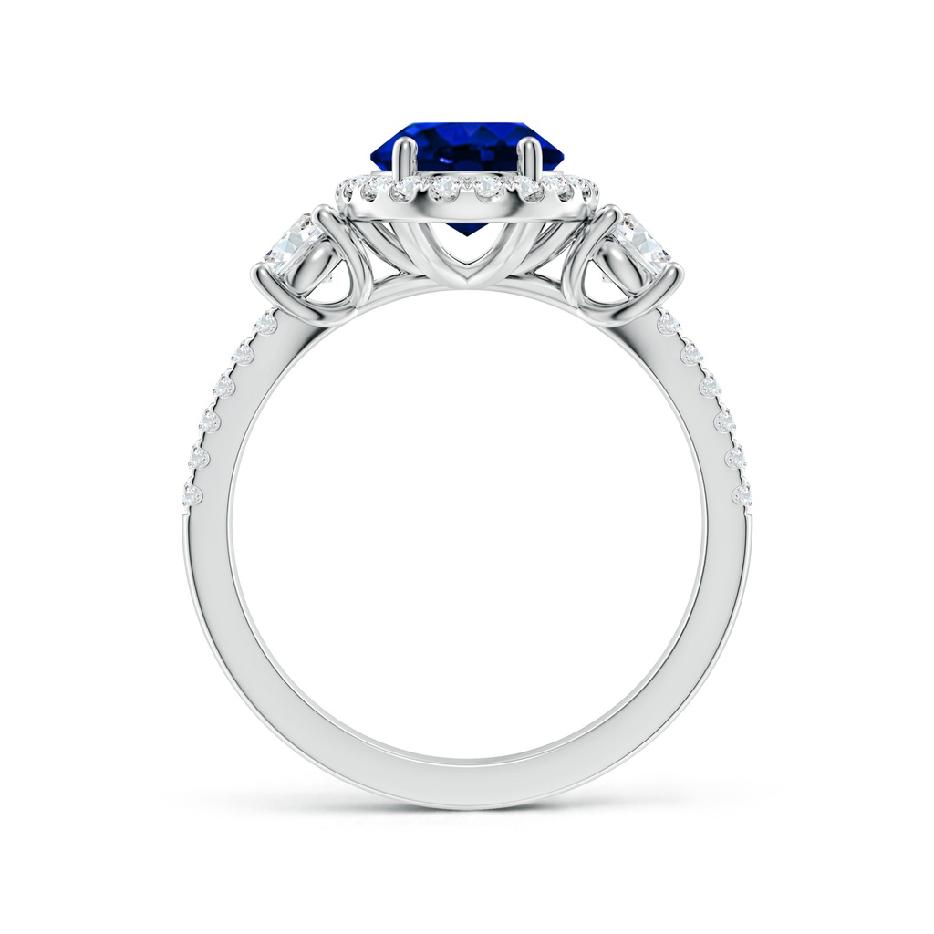 9x7mm Lab-Grown Oval Blue Sapphire Halo Double Shank Engagement Ring in White Gold - side 199