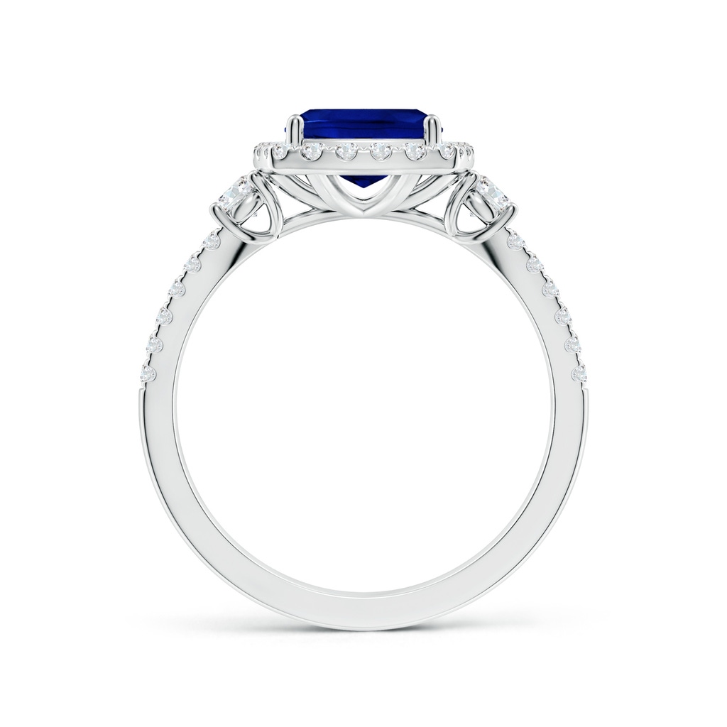 7mm Lab-Grown Cushion Blue Sapphire Halo Double Shank Engagement Ring in White Gold - side 199