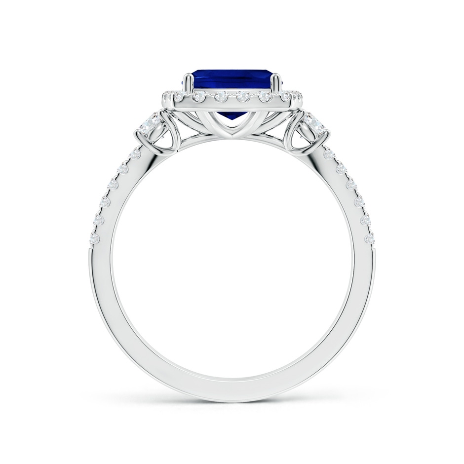 7mm Lab-Grown Cushion Blue Sapphire Halo Double Shank Engagement Ring in White Gold side 199