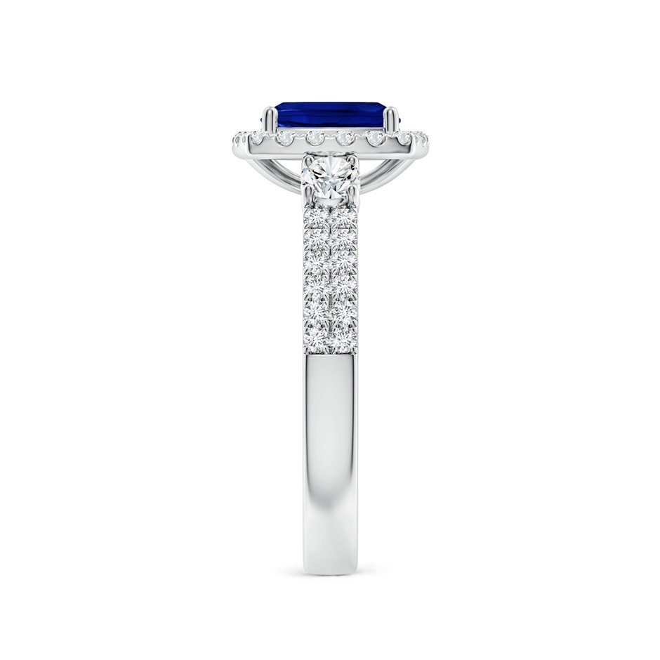 7mm Lab-Grown Cushion Blue Sapphire Halo Double Shank Engagement Ring in White Gold side 299