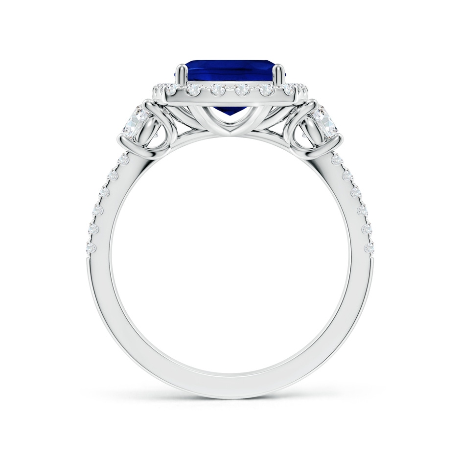 8mm Lab-Grown Cushion Blue Sapphire Halo Double Shank Engagement Ring in P950 Platinum side 199