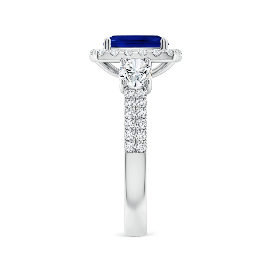 8mm Lab-Grown Cushion Blue Sapphire Halo Double Shank Engagement Ring in P950 Platinum side 299