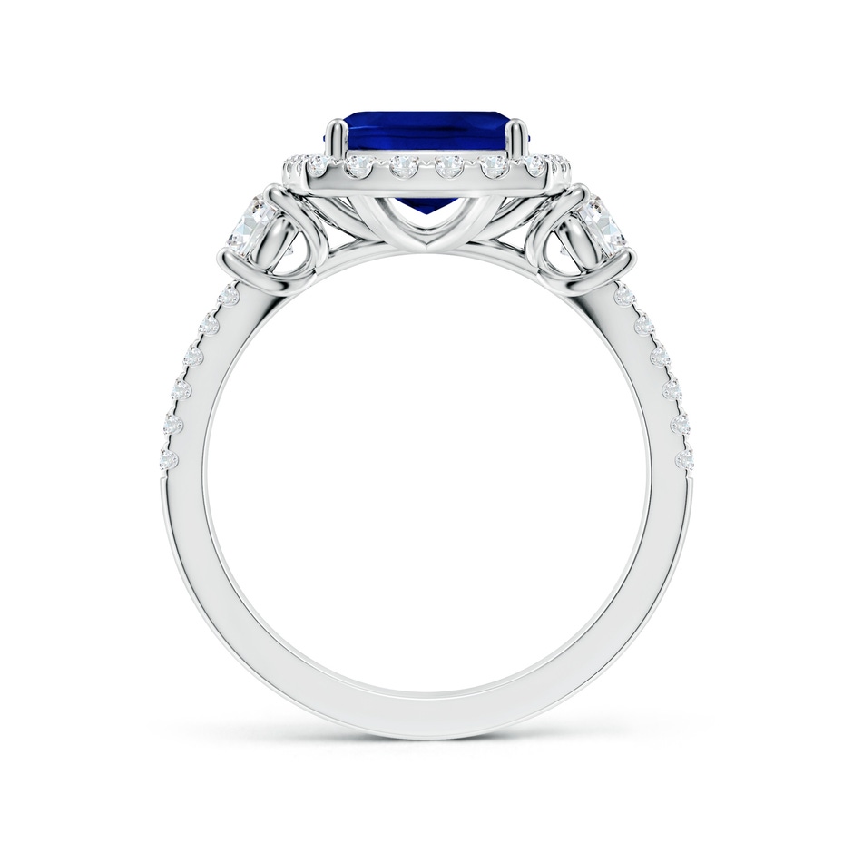 8mm Lab-Grown Cushion Blue Sapphire Halo Double Shank Engagement Ring in White Gold side 199