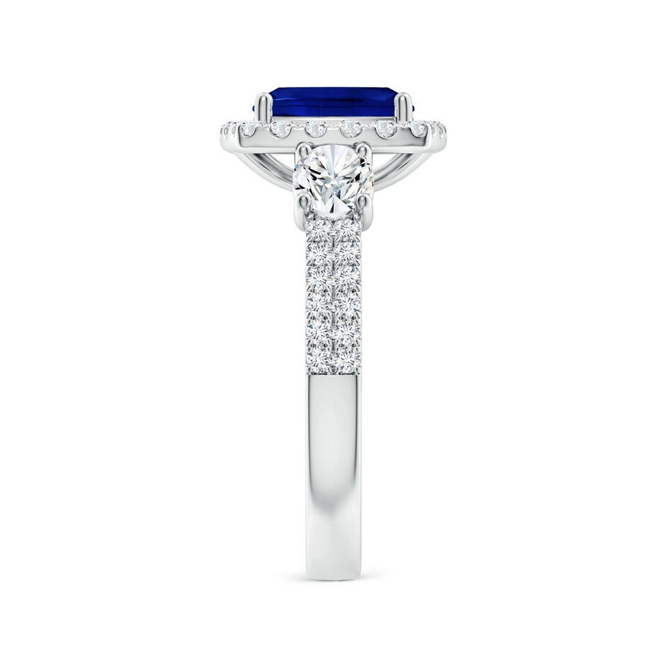 8mm Lab-Grown Cushion Blue Sapphire Halo Double Shank Engagement Ring in White Gold side 299