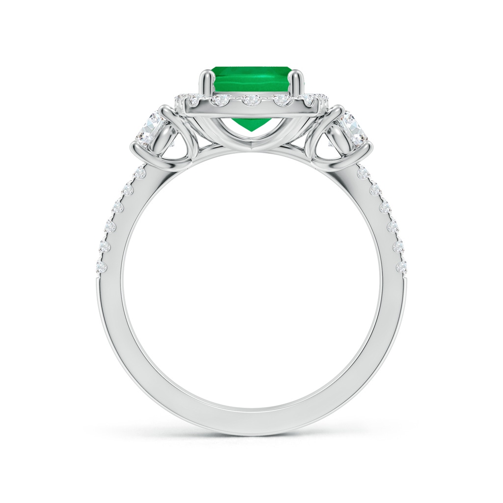 9x7mm AAA Cushion Rectangular Emerald Halo Double Shank Engagement Ring in White Gold Side 199