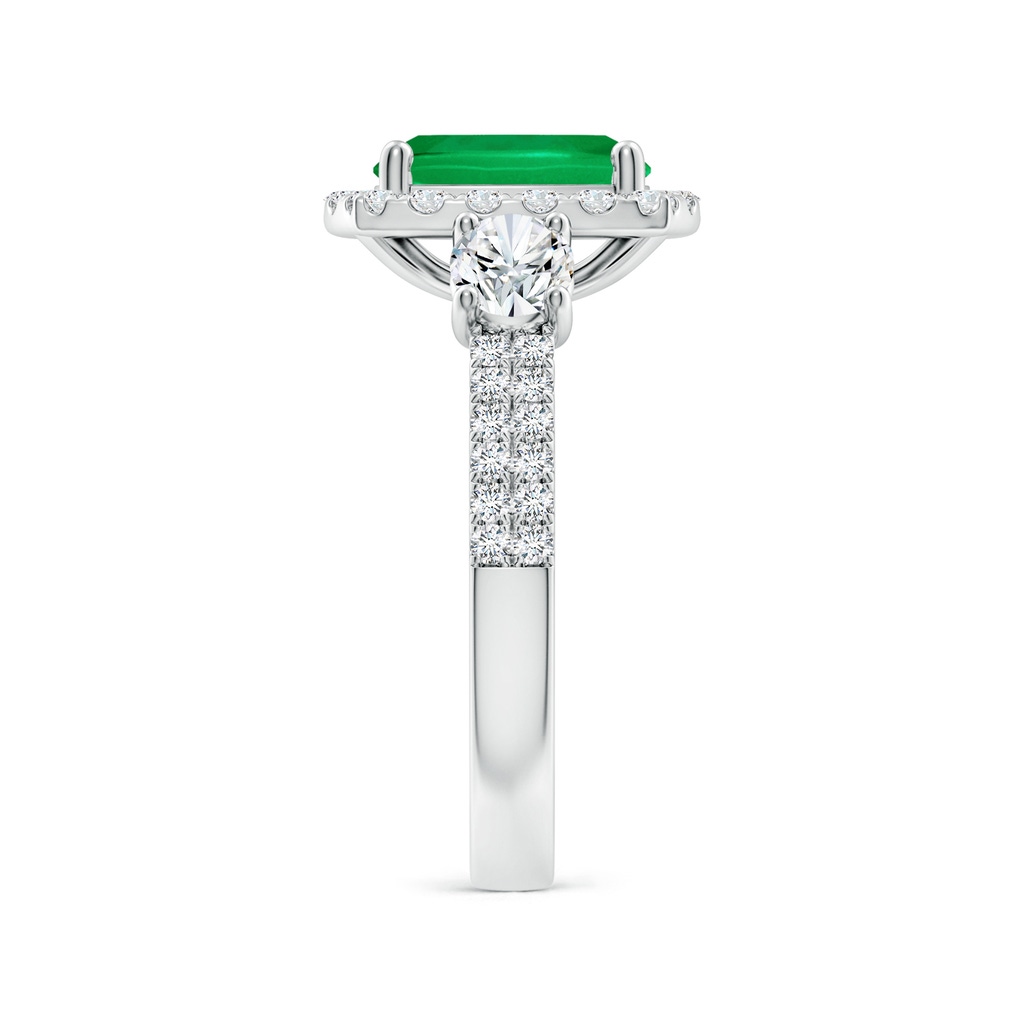 9x7mm AAA Cushion Rectangular Emerald Halo Double Shank Engagement Ring in White Gold Side 299