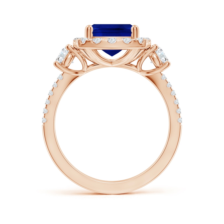 10x8mm Lab-Grown Cushion Rectangular Blue Sapphire Halo Double Shank Engagement Ring in Rose Gold side 199