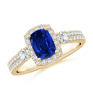Cushion Rectangular Lab-Grown Lab Grown Blue Sapphire