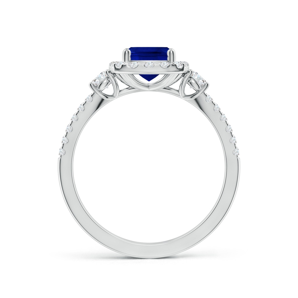 8x6mm Lab-Grown Cushion Rectangular Blue Sapphire Halo Double Shank Engagement Ring in White Gold - side 199