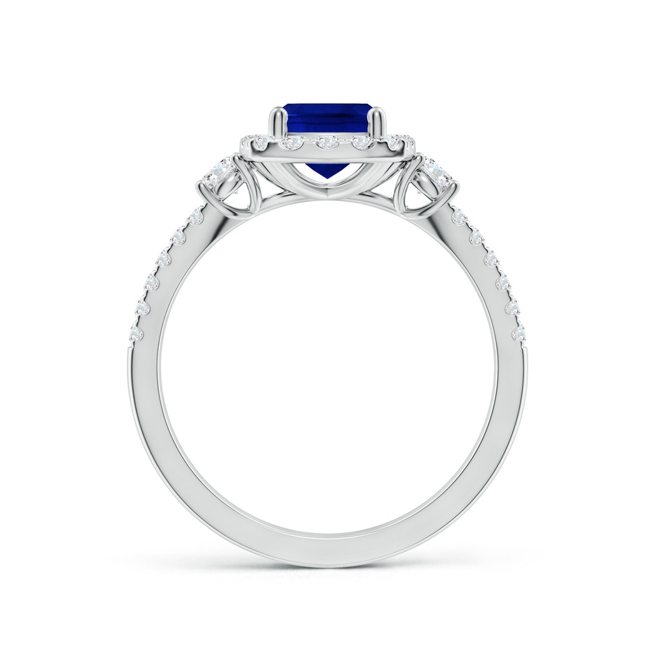 8x6mm Lab-Grown Cushion Rectangular Blue Sapphire Halo Double Shank Engagement Ring in White Gold side 199