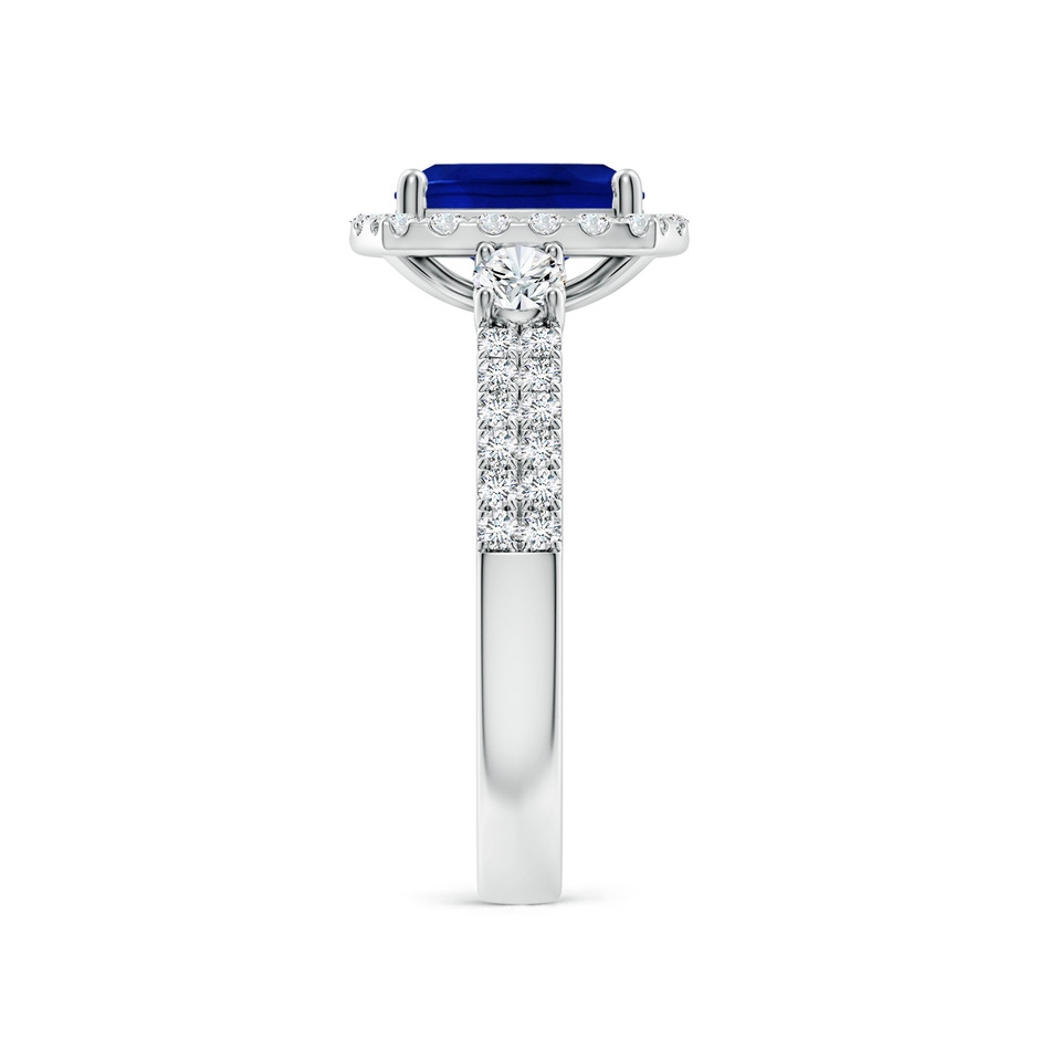 8x6mm Lab-Grown Cushion Rectangular Blue Sapphire Halo Double Shank Engagement Ring in White Gold side 299