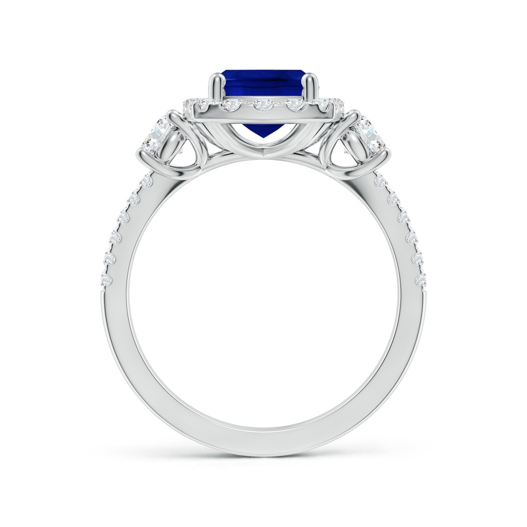 9x7mm Lab-Grown Cushion Rectangular Blue Sapphire Halo Double Shank Engagement Ring in White Gold - side 199
