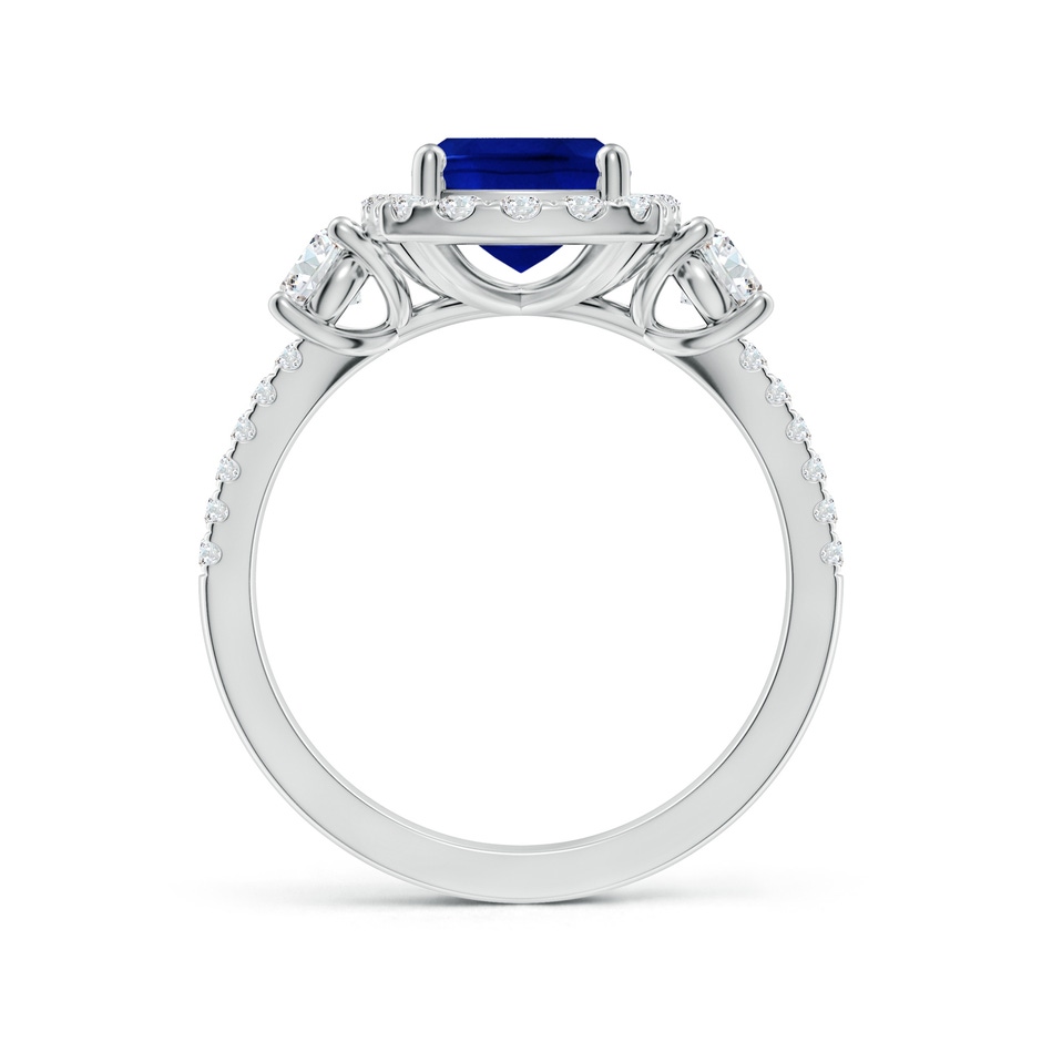 9x7mm Lab-Grown Cushion Rectangular Blue Sapphire Halo Double Shank Engagement Ring in White Gold side 199