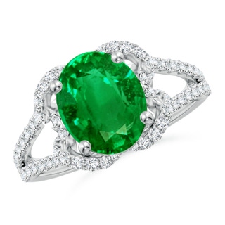 10x8mm AAAA Classic Oval Emerald Couture Engagement Ring in P950 Platinum