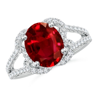 10x8mm AAAA Classic Oval Ruby Couture Engagement Ring in P950 Platinum