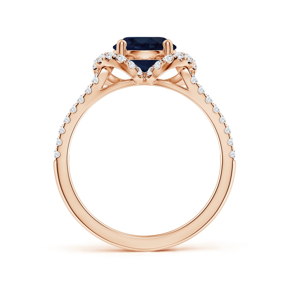 7mm A Classic Round Blue Sapphire Couture Engagement Ring in Rose Gold side 199