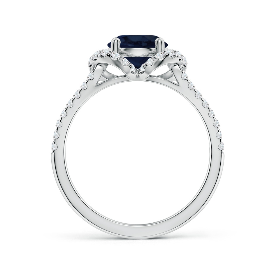 7mm A Classic Round Blue Sapphire Couture Engagement Ring in White Gold side 199