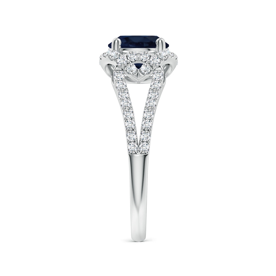 7mm A Classic Round Blue Sapphire Couture Engagement Ring in White Gold side 299