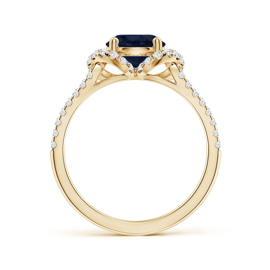 7mm A Classic Round Blue Sapphire Couture Engagement Ring in Yellow Gold side 199