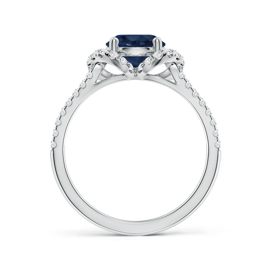 7mm AA Classic Round Blue Sapphire Couture Engagement Ring in P950 Platinum side 199