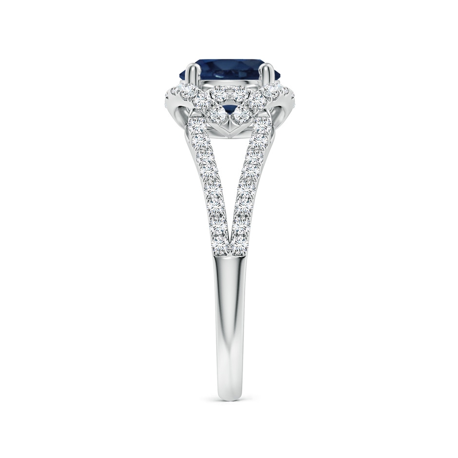 7mm AA Classic Round Blue Sapphire Couture Engagement Ring in P950 Platinum side 299