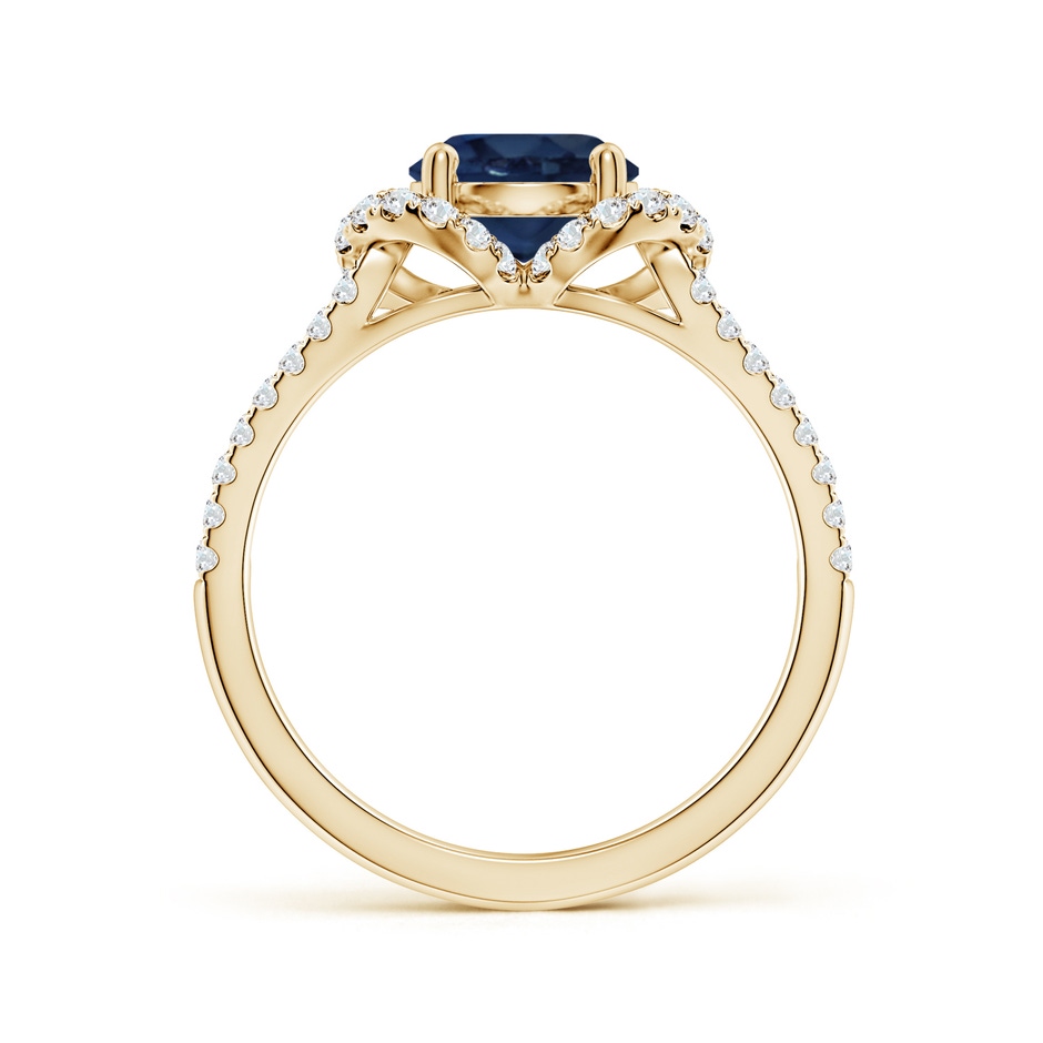 7mm AA Classic Round Blue Sapphire Couture Engagement Ring in Yellow Gold side 199