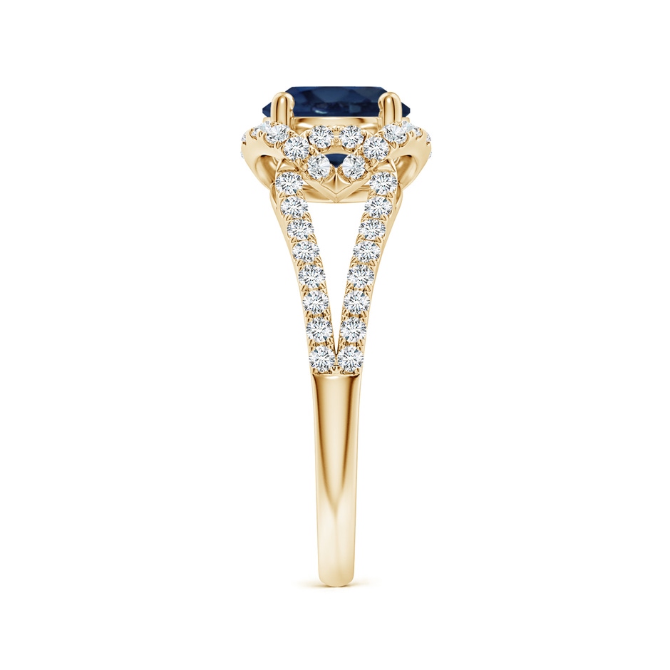 7mm AA Classic Round Blue Sapphire Couture Engagement Ring in Yellow Gold side 299