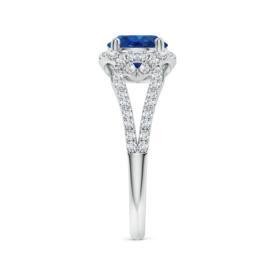 7mm AAA Classic Round Blue Sapphire Couture Engagement Ring in 18K White Gold side 299