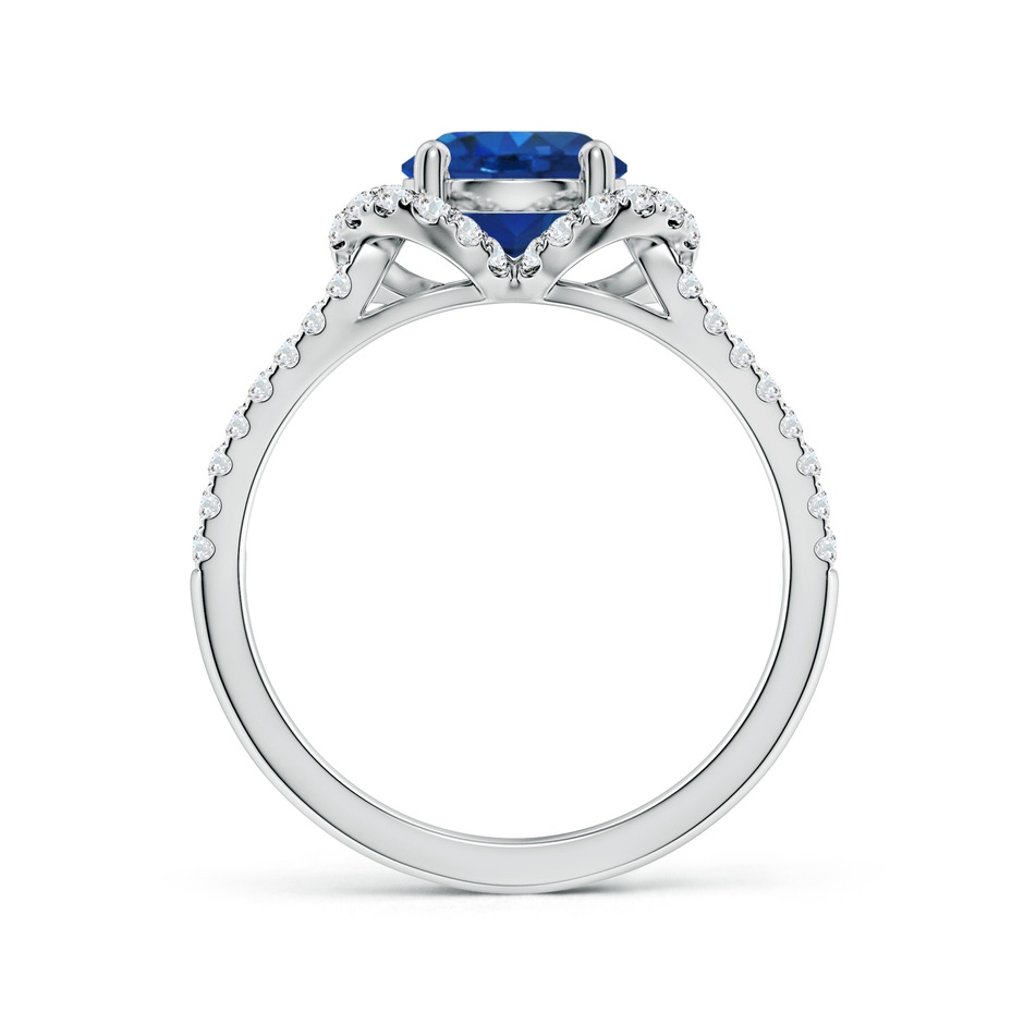 7mm AAA Classic Round Blue Sapphire Couture Engagement Ring in P950 Platinum side 199