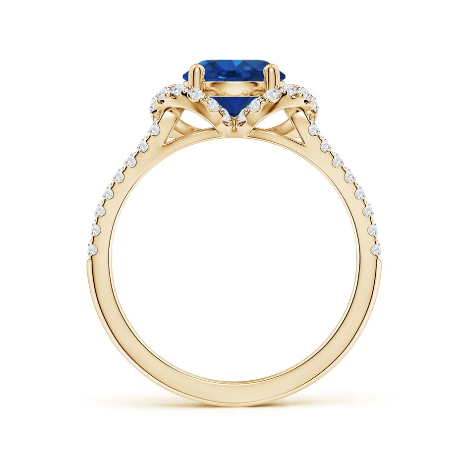 7mm AAA Classic Round Blue Sapphire Couture Engagement Ring in Yellow Gold side 199
