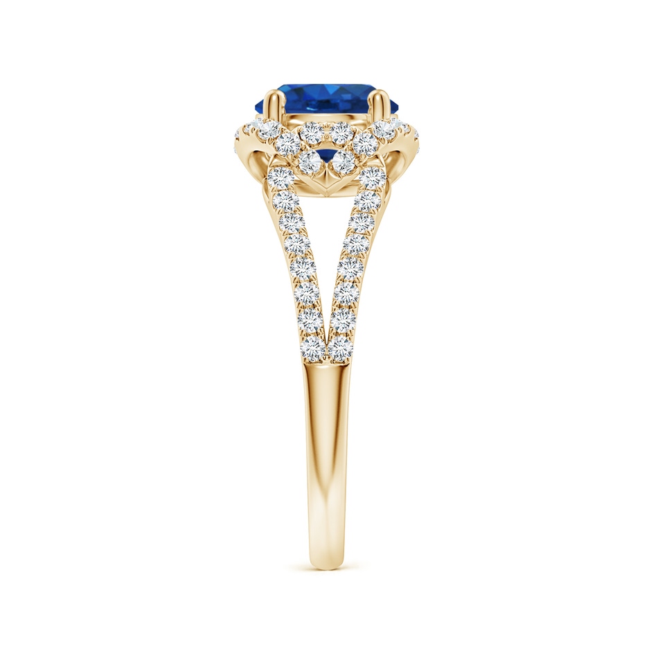 7mm AAA Classic Round Blue Sapphire Couture Engagement Ring in Yellow Gold side 299