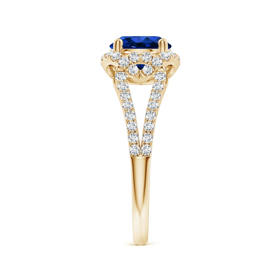 7mm Lab-Grown Classic Round Blue Sapphire Couture Engagement Ring in 18K Yellow Gold side 299