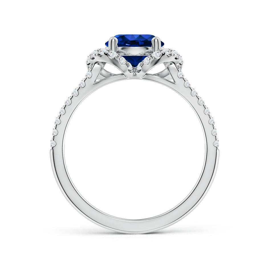 7mm AAAA Classic Round Blue Sapphire Couture Engagement Ring in P950 Platinum side 199