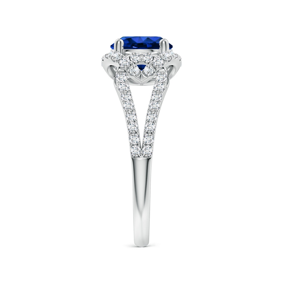 7mm AAAA Classic Round Blue Sapphire Couture Engagement Ring in P950 Platinum side 299