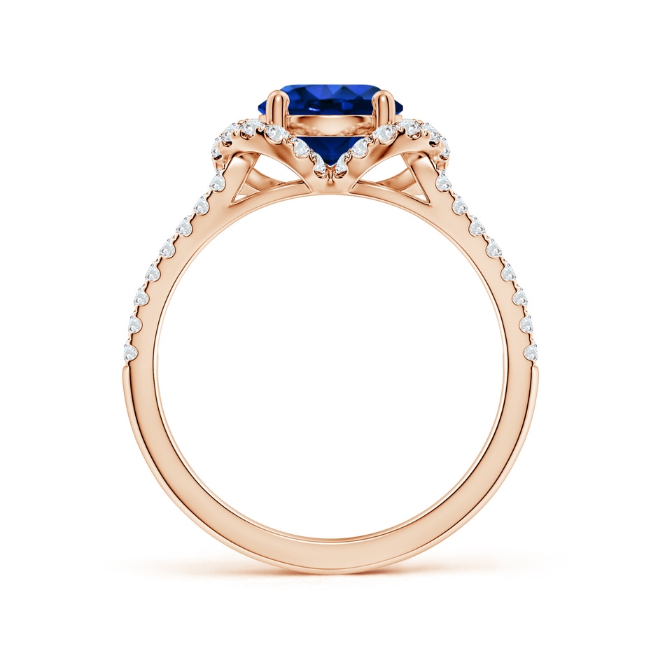 7mm AAAA Classic Round Blue Sapphire Couture Engagement Ring in Rose Gold side 199