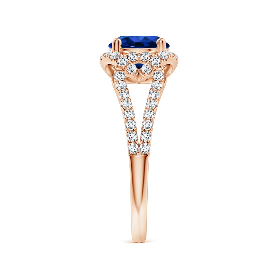 7mm AAAA Classic Round Blue Sapphire Couture Engagement Ring in Rose Gold side 299
