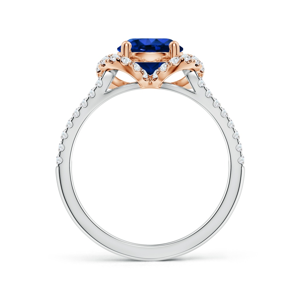 7mm AAAA Classic Round Blue Sapphire Couture Engagement Ring in White Gold Rose Gold - side 199