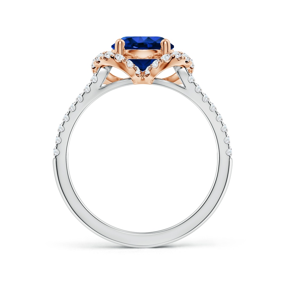 7mm AAAA Classic Round Blue Sapphire Couture Engagement Ring in White Gold Rose Gold side 199