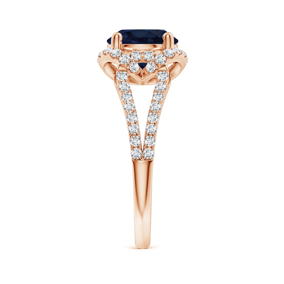 8mm A Classic Round Blue Sapphire Couture Engagement Ring in Rose Gold side 299